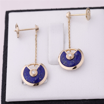 Xs รุ่น สีเหลืองทอง Amulette De Cartier ต่างหู Lapis Lazuli