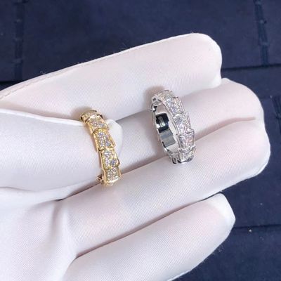 คุณภาพ  Factory Make BVLGARI Serpenti Viper Ring 18k Gold And Real Diamonds Rose Gold โรงงาน