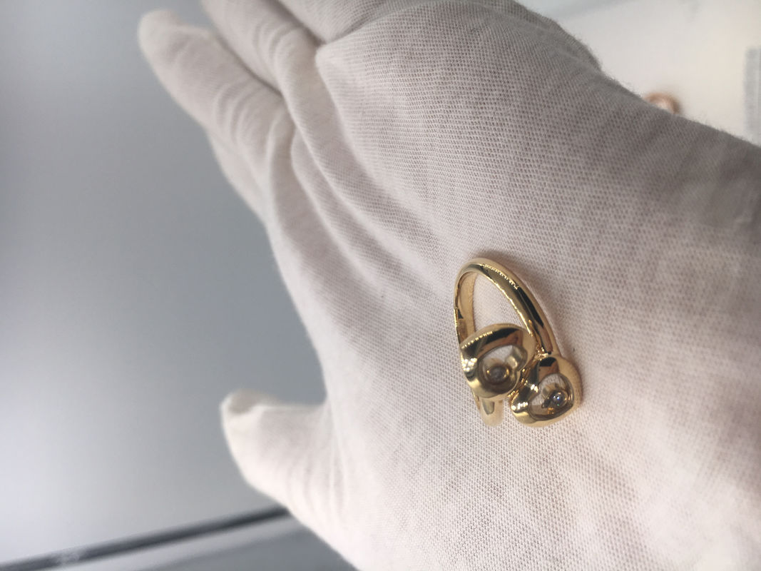 คุณภาพ แหวนหมั้นวินเทจ Chopard Happy Curves แหวนทองคำ 18k สีเหลืองพร้อมเพชร โรงงาน
