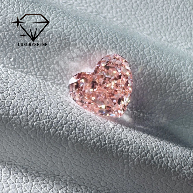 คุณภาพ LuxuryShine สีชมพูแฟนซี / ชมพูเข้มแฟนซี / ชมพูสดใสแฟนซี เพชรแล็บรูปหัวใจ VVS-VS1 เพชรแท้ & เครื่องประดับงานแต่งงาน & เครื่องประดับสั่งทำ โรงงาน