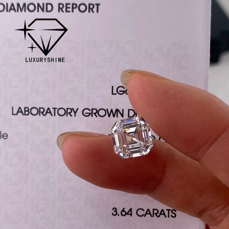 คุณภาพ LuxuryShine VVS-VS เพชรแล็บทรง Asscher ขนาด 0.1-10 กะรัต D-F สีขาว พร้อมใบรับรอง IGI 3EX Cut Stones โรงงาน