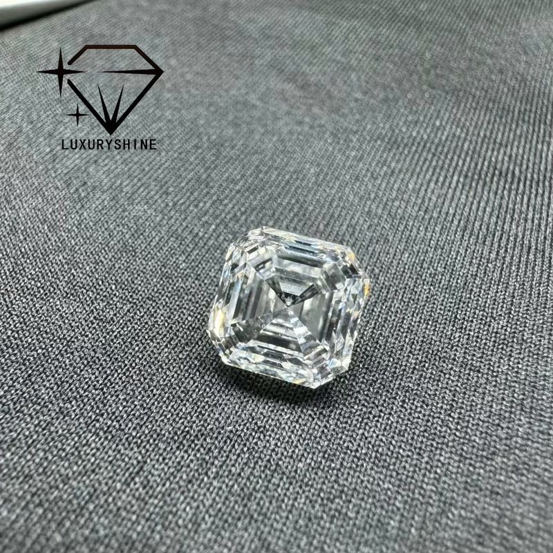 คุณภาพ LuxuryShine VVS-VS เพชรแล็บทรง Asscher ขนาด 0.1-10 กะรัต D-F สีขาว พร้อมใบรับรอง IGI 3EX Cut Stones โรงงาน