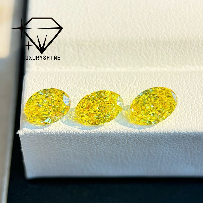 คุณภาพ LuxuryShine VVS-VS เพชรแล็บสีแฟนซีเยลโลว์/ไลท์เยลโลว์/แฟนซีอินเทนส์/วิivid เยลโลว์ 1 กะรัต 2 กะรัต 3 กะรัต 4 กะรัต 5 กะรัต ทรง Oval Excellent Cut พร้อมใบรับรองและเครื่องประดับสั่งทำพิเศษ โรงงาน