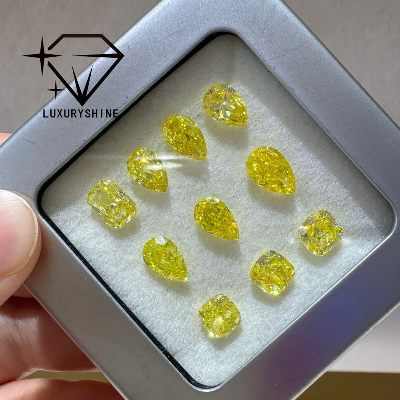 คุณภาพ LuxuryShine VVS-VS เพชรแล็บสีแฟนซีเยลโลว์/ไลท์เยลโลว์/แฟนซีอินเทนส์/วิivid เยลโลว์ 1 กะรัต 2 กะรัต 3 กะรัต 4 กะรัต 5 กะรัต ทรง Oval Excellent Cut พร้อมใบรับรองและเครื่องประดับสั่งทำพิเศษ โรงงาน