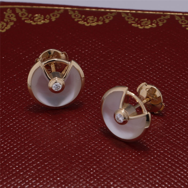 คุณภาพ Xs รุ่นสีเหลืองทอง Amulette De ต่างหูสตั๊ดกับ White Mother Of Pearl โรงงาน