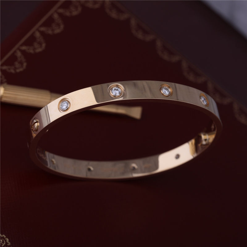 คุณภาพ New York Classic Love Bangle 10 Diamonds Love Bracelet Thick Model in 18K Yellow Gold Luxury Jewelry โรงงาน