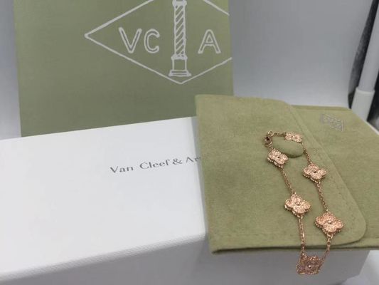 คุณภาพ Van Cleef & Arpels สร้อยข้อมือ Sweet Alhambra 6 ลวดลาย Rose Gold โรงงาน