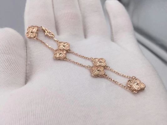 คุณภาพ Van Cleef & Arpels สร้อยข้อมือ Sweet Alhambra 6 ลวดลาย Rose Gold โรงงาน