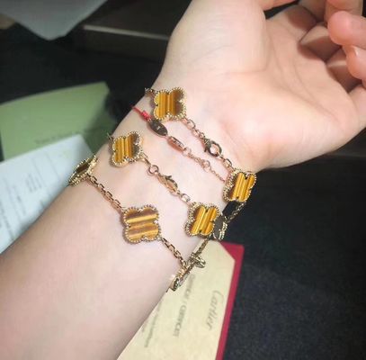 คุณภาพ ทอง 18K และเพชรแท้ Van Cleef และ Arpels 5 Motifs Vintage Alhambra Bracelet โรงงาน