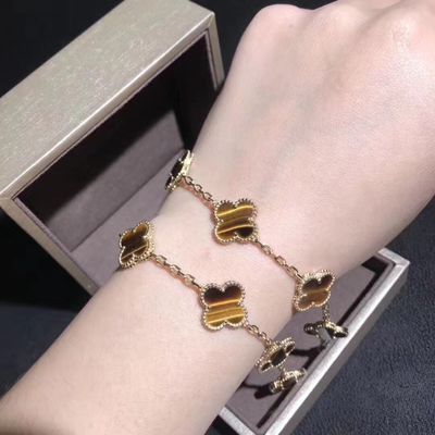 คุณภาพ ทอง 18K และเพชรแท้ Van Cleef และ Arpels 5 Motifs Vintage Alhambra Bracelet โรงงาน