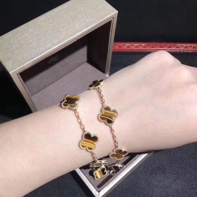 คุณภาพ ทอง 18K และเพชรแท้ Van Cleef และ Arpels 5 Motifs Vintage Alhambra Bracelet โรงงาน