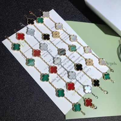 คุณภาพ Van Cleef Arpels สร้อยข้อมือทองคำ 18K Vintage Alhambra 5 Motifs โรงงาน