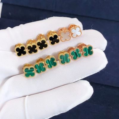 คุณภาพ ต่างหู VCA Mini Alhambra 18k Yellow Rose White Gold Malachite Sweet Alhambra Earstuds โรงงาน