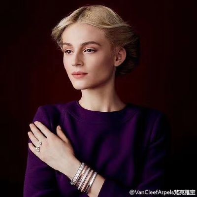คุณภาพ รุ่นขนาดกลาง VCA Real 18k Gold Perlee Signature Bracelet White Rose Yellow Gold โรงงาน