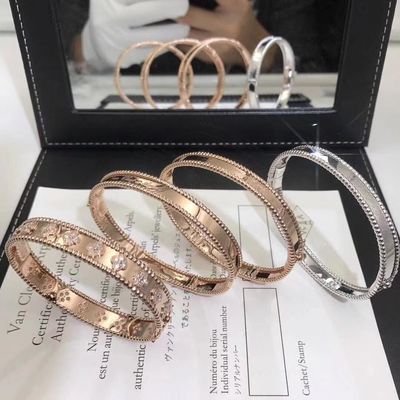 คุณภาพ รุ่นขนาดกลาง VCA Real 18k Gold Perlee Signature Bracelet White Rose Yellow Gold โรงงาน