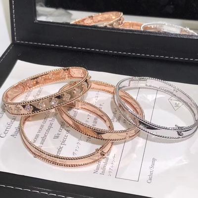 คุณภาพ รุ่นขนาดกลาง VCA Real 18k Gold Perlee Signature Bracelet White Rose Yellow Gold โรงงาน