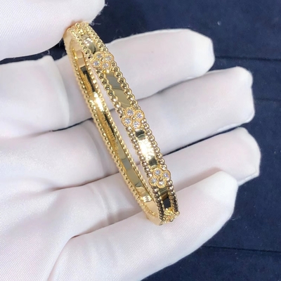 Vca Van Cleef&Arpels PerléE Sweet Clovers Bracelet รุ่น Medium 18k Yellow/Rose/White Gold Vs Diamonds Factory Price