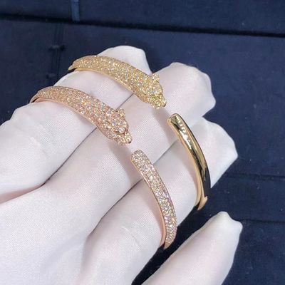 คุณภาพ สร้อยข้อมือทองคำ 18K ระดับไฮเอนด์ Car Tier Panthere Bracelet For Girl Gift โรงงาน