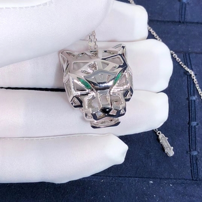 สร้อยคอทองคำขาว 18K Car Tier Panthere Onyx VS Diamonds ปรับแต่งได้