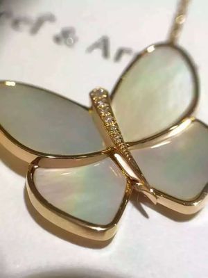 คุณภาพ สร้อยคอจี้ผีเสื้อ 18K สีเหลืองทอง , Van Cleef สร้อยคอผีเสื้อ โรงงาน