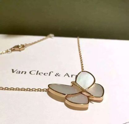 คุณภาพ สร้อยคอจี้ผีเสื้อ 18K สีเหลืองทอง , Van Cleef สร้อยคอผีเสื้อ โรงงาน