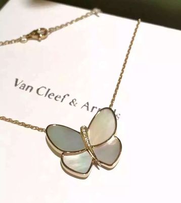 คุณภาพ สร้อยคอจี้ผีเสื้อ 18K สีเหลืองทอง , Van Cleef สร้อยคอผีเสื้อ โรงงาน