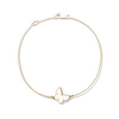คุณภาพ White Mother Of Pearl สร้อยข้อมือทองคำ 18K Sweet Alhambra Butterfly Bracelet โรงงาน