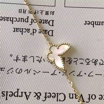 คุณภาพ White Mother Of Pearl สร้อยข้อมือทองคำ 18K Sweet Alhambra Butterfly Bracelet โรงงาน