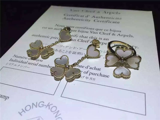 คุณภาพ ต่างหู Van Cleef Sweet Alhambra, ต่างหูมุกสีขาวพร้อมเพชรกลม โรงงาน