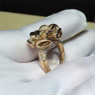 คุณภาพ แหวนรูปดอกไม้เครื่องประดับสุดหรู 18K Gold Diamonds สำหรับงานแต่งงาน / งานหมั้น โรงงาน