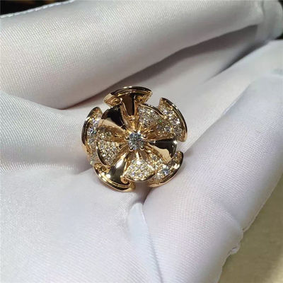 คุณภาพ แหวนรูปดอกไม้เครื่องประดับสุดหรู 18K Gold Diamonds สำหรับงานแต่งงาน / งานหมั้น โรงงาน