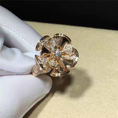 คุณภาพ แหวนรูปดอกไม้เครื่องประดับสุดหรู 18K Gold Diamonds สำหรับงานแต่งงาน / งานหมั้น โรงงาน