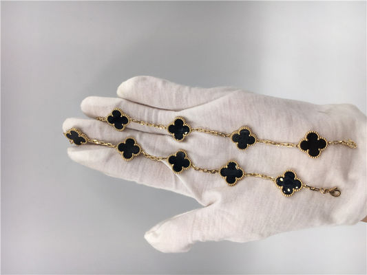 คุณภาพ สตรีวินเทจ Alhambra เครื่องประดับทอง 18K ทำด้วยมือด้วยนิลไม่มีเพชร โรงงาน