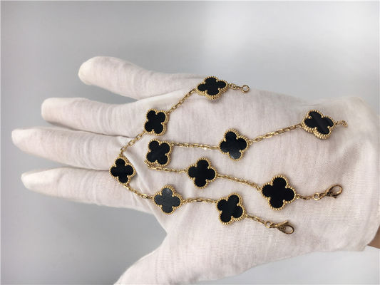 คุณภาพ สตรีวินเทจ Alhambra เครื่องประดับทอง 18K ทำด้วยมือด้วยนิลไม่มีเพชร โรงงาน