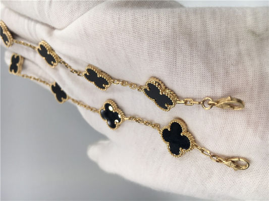คุณภาพ สตรีวินเทจ Alhambra เครื่องประดับทอง 18K ทำด้วยมือด้วยนิลไม่มีเพชร โรงงาน