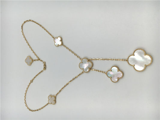 คุณภาพ White Mother Of Pearl Van Cleef Arpels Magic Alhambra สร้อยคอ 18k Yellow Gold โรงงาน