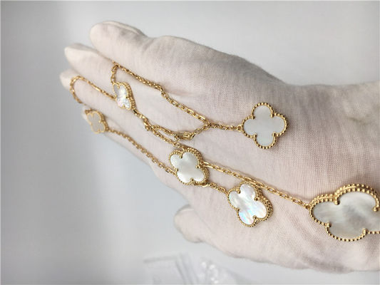 คุณภาพ White Mother Of Pearl Van Cleef Arpels Magic Alhambra สร้อยคอ 18k Yellow Gold โรงงาน