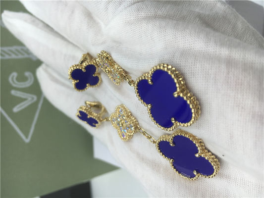 คุณภาพ VCARO9II00 Van Cleef ต่างหู Alhambra วินเทจพร้อม Malachite / Diamond โรงงาน