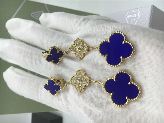 คุณภาพ VCARO9II00 Van Cleef ต่างหู Alhambra วินเทจพร้อม Malachite / Diamond โรงงาน