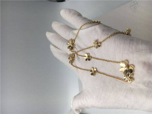 คุณภาพ สร้อยคอทองคำ 18k พร้อมเพชรกลม สร้อยคอ Van Cleef Frivole 9 ดอก โรงงาน