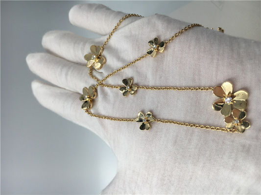 คุณภาพ สร้อยคอทองคำ 18k พร้อมเพชรกลม สร้อยคอ Van Cleef Frivole 9 ดอก โรงงาน
