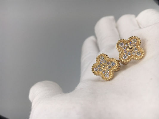 คุณภาพ ต่างหูเพชรรอบวินเทจ 18K Gold แฮนด์เมดสำหรับภรรยา / แฟน โรงงาน