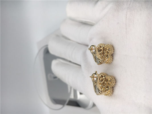 คุณภาพ ต่างหูเพชรรอบวินเทจ 18K Gold แฮนด์เมดสำหรับภรรยา / แฟน โรงงาน