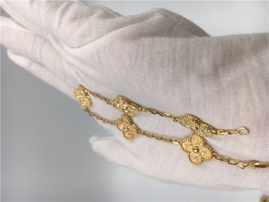คุณภาพ Women's Yellow 5 Motifs สร้อยข้อมือทอง 18K Vintage Alhambra No Gemstone โรงงาน