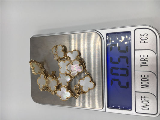 คุณภาพ White Mother Of Pearl Van Cleef Arpels Alhambra สร้อยคอ 18k Yellow Gold โรงงาน