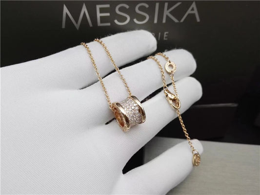 คุณภาพ เครื่องประดับทองคำขาว 18K B Zero1 สร้อยคอพร้อมเพชรขนาดเล็ก 100% Handmade โรงงาน