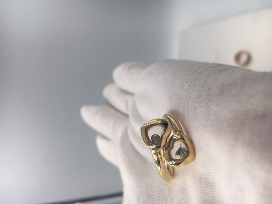คุณภาพ แหวนหมั้นวินเทจ Chopard Happy Curves แหวนทองคำ 18k สีเหลืองพร้อมเพชร โรงงาน