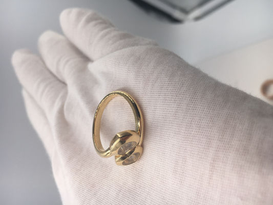 คุณภาพ แหวนหมั้นวินเทจ Chopard Happy Curves แหวนทองคำ 18k สีเหลืองพร้อมเพชร โรงงาน