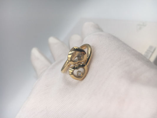 คุณภาพ แหวนหมั้นวินเทจ Chopard Happy Curves แหวนทองคำ 18k สีเหลืองพร้อมเพชร โรงงาน