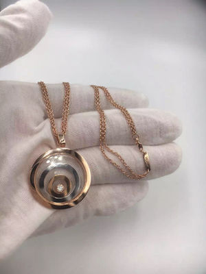 คุณภาพ สร้อยคอทองคำ 18K แบบเรียบง่ายสำหรับผู้หญิง Chopard Happy Spirit จี้พร้อมเพชร โรงงาน